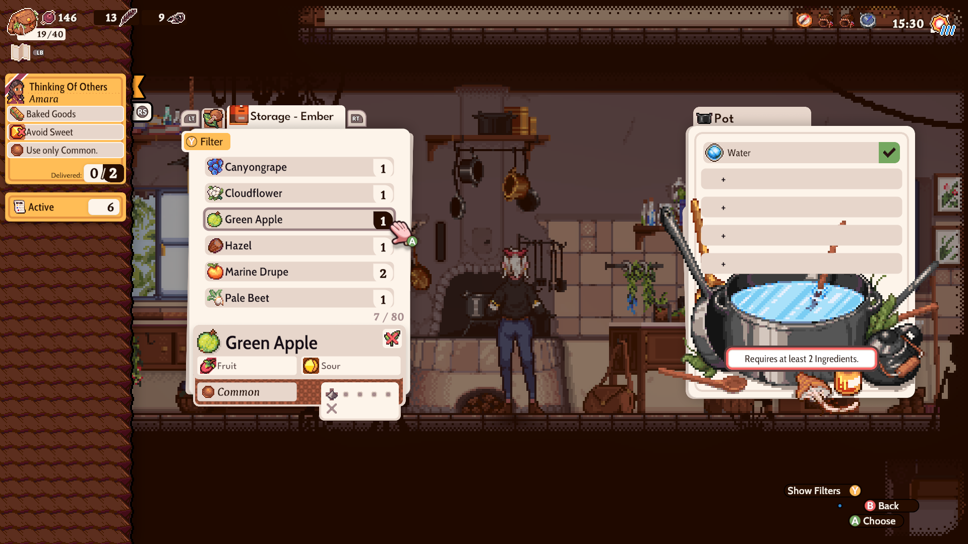 Gameplay Screenshot of cooking with the pot.